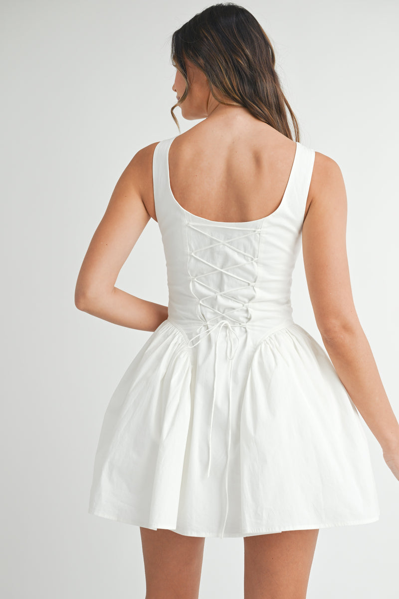 PATRI CORSET MINI DRESS WITH LACE UP DETAIL