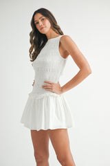 CHRISTINA SMOCKED LOW WAIST MINI DRESS
