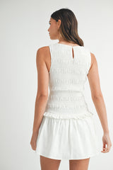 CHRISTINA SMOCKED LOW WAIST MINI DRESS