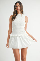 CHRISTINA SMOCKED LOW WAIST MINI DRESS