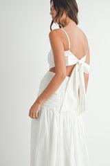 LOGAN RUCHED MIDI DRESS