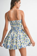 HALI FLORAL PRINTED BUBBLE HEM MINI DRESS