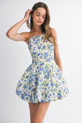 HALI FLORAL PRINTED BUBBLE HEM MINI DRESS