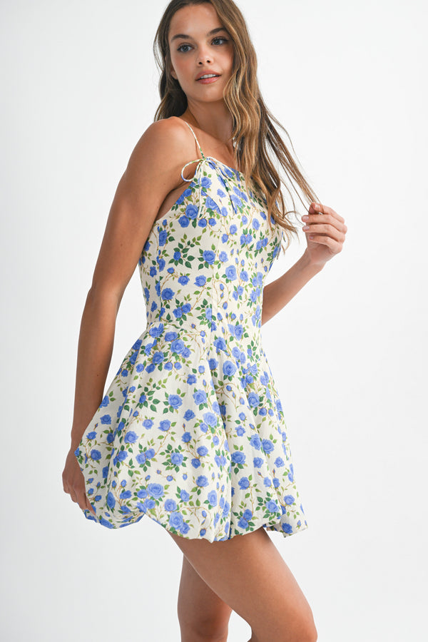 HALI FLORAL PRINTED BUBBLE HEM MINI DRESS