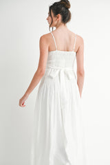 OCEANE SMOCKED BODICE BOW FRONT MIDI DRESS