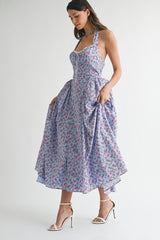 LACEY FLORAL PRINTED BUSTIER MIDI DRESS