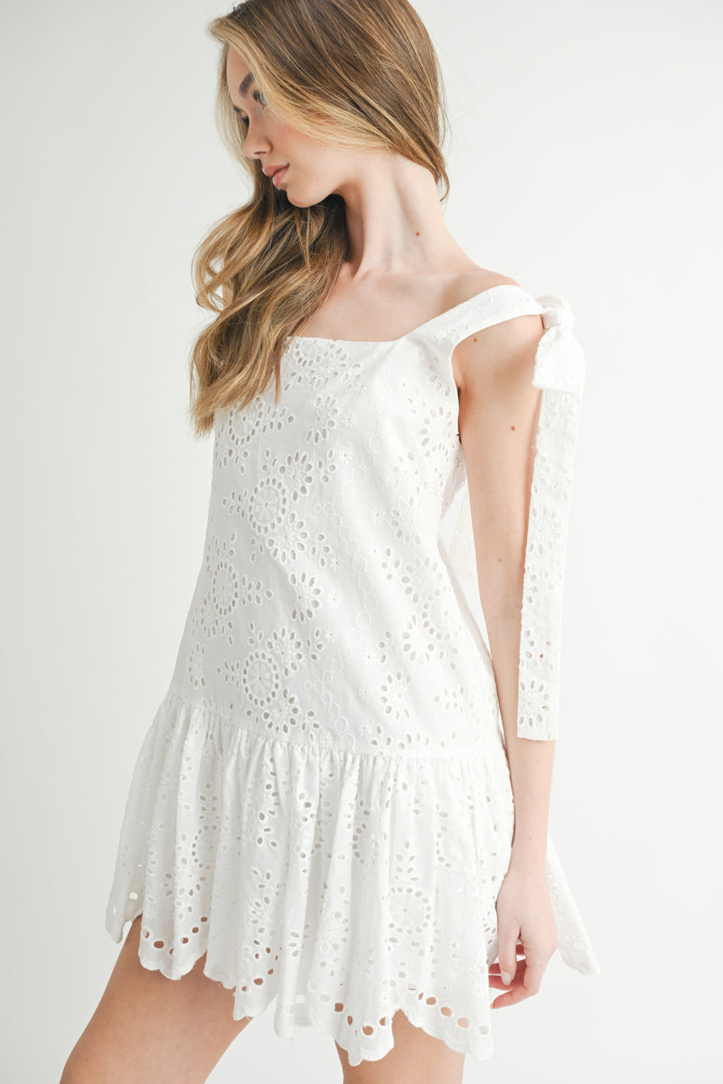VICTORIA EYELET LACE MINI DRESS