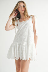 VICTORIA EYELET LACE MINI DRESS