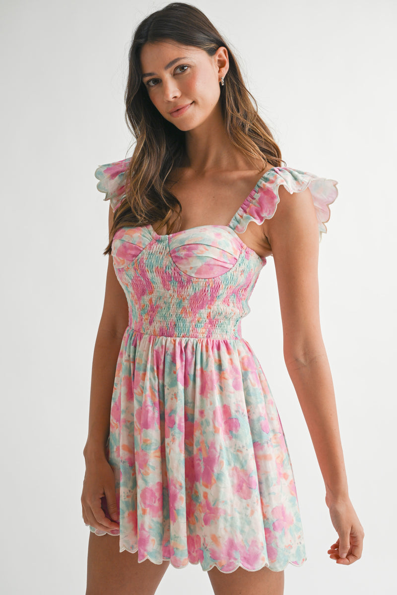 ESMERALDA SMOCKED MINI DRESS