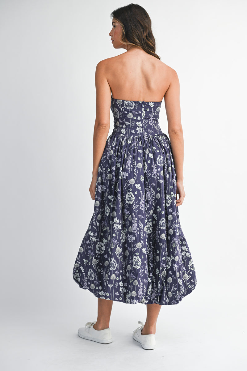 ESMEE FLORAL PRINTED TUBE MIDI DRESS