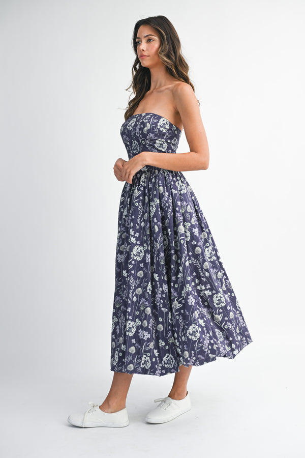 ESMEE FLORAL PRINTED TUBE MIDI DRESS
