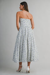 KATIE FLORAL PRINTED TUBE MIDI DRESS
