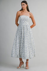 KATIE FLORAL PRINTED TUBE MIDI DRESS