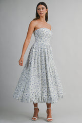 KATIE FLORAL PRINTED TUBE MIDI DRESS