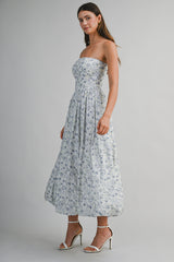 KATIE FLORAL PRINTED TUBE MIDI DRESS