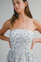 KATIE FLORAL PRINTED TUBE MIDI DRESS