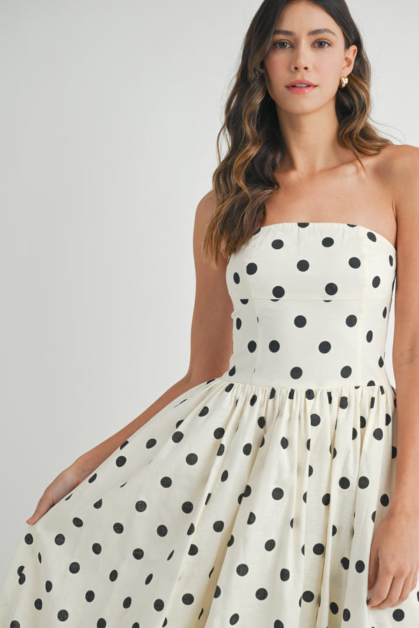 FREYJA POLKA DOT MIDI DRESS