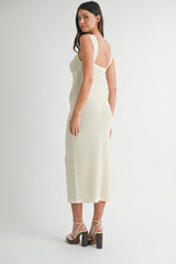 RAVINA POINTELLE KNIT MIDI DRESS