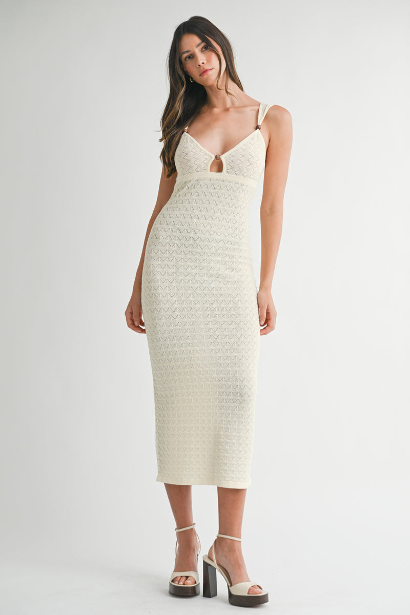RAVINA POINTELLE KNIT MIDI DRESS