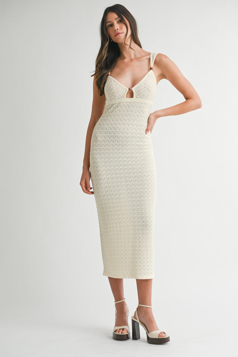 RAVINA POINTELLE KNIT MIDI DRESS