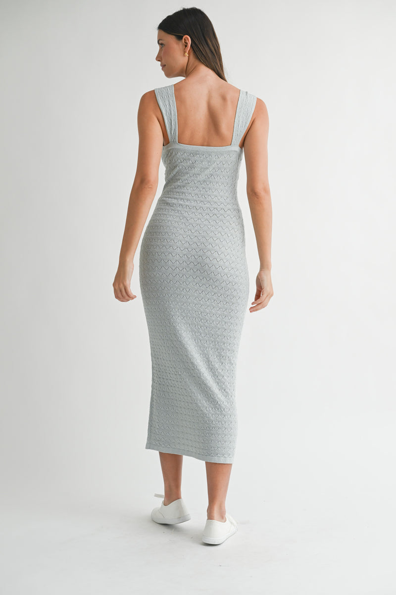 RAVINA POINTELLE KNIT MIDI DRESS Mable Clothing RAVINA POINTELLE KNIT MIDI DRESS Mable Clothing