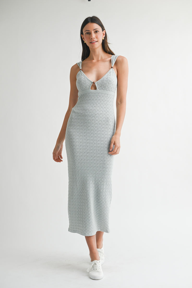 RAVINA POINTELLE KNIT MIDI DRESS