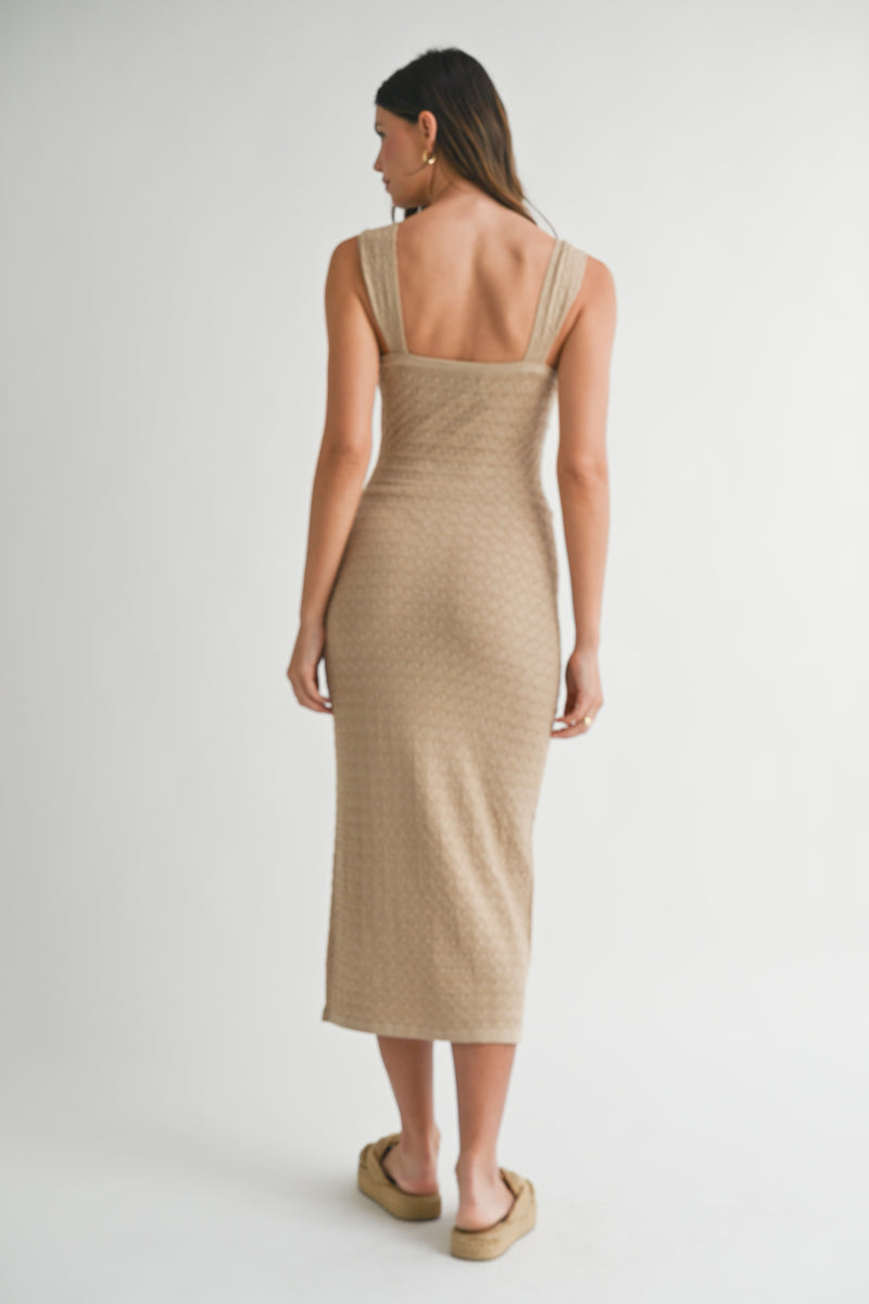 RAVINA POINTELLE KNIT MIDI DRESS
