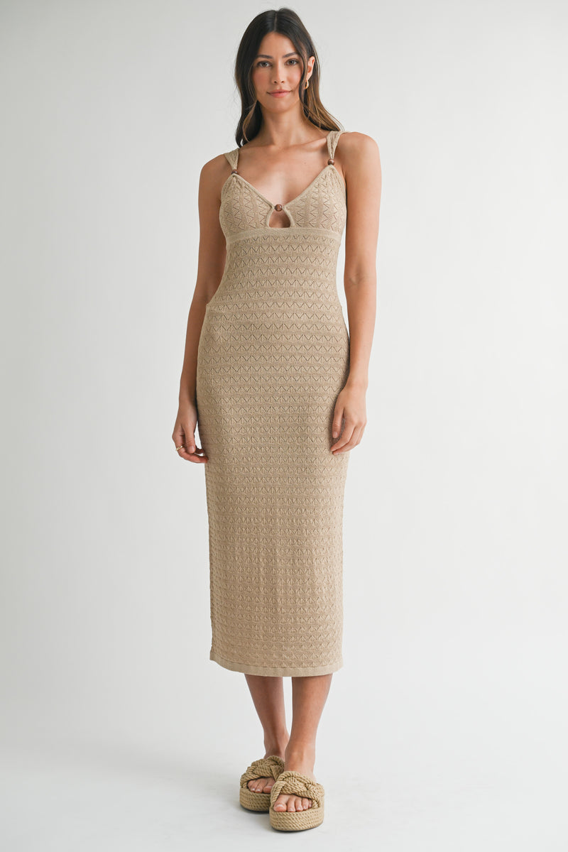 RAVINA POINTELLE KNIT MIDI DRESS