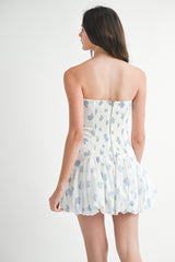 MELOREA STRAPLESS BUBBLE HEM MINI DRESS
