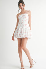 MELOREA STRAPLESS BUBBLE HEM MINI DRESS
