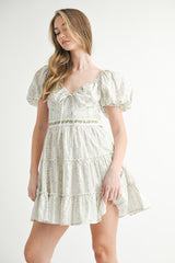 CAMDEN FLORAL WAIST TIE TIERED SKIRT MINI DRESS