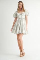 CAMDEN FLORAL WAIST TIE TIERED SKIRT MINI DRESS