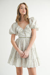 CAMDEN FLORAL WAIST TIE TIERED SKIRT MINI DRESS