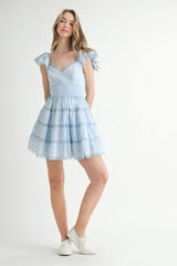 MELROSE EYELET LACE SMOCKED MINI DRESS