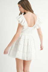 MELROSE EYELET LACE SMOCKED MINI DRESS