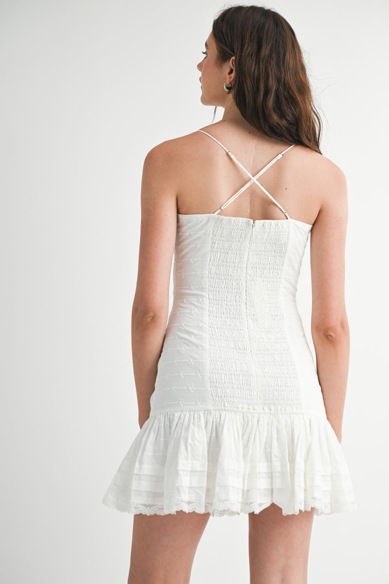 SARIAH HALTER LACE MINI DRESS
