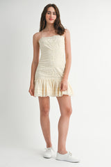 SARIAH HALTER LACE MINI DRESS