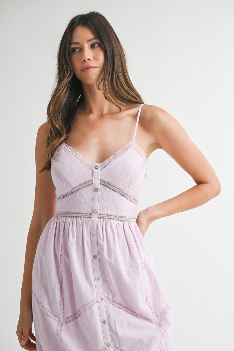 LILLEMORE LACE TRIM STRAP DRESS