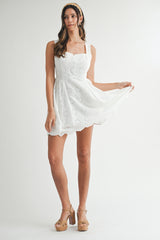 TALORE LACE UP BACK EYELET DRESS