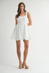 TALORE LACE UP BACK EYELET DRESS