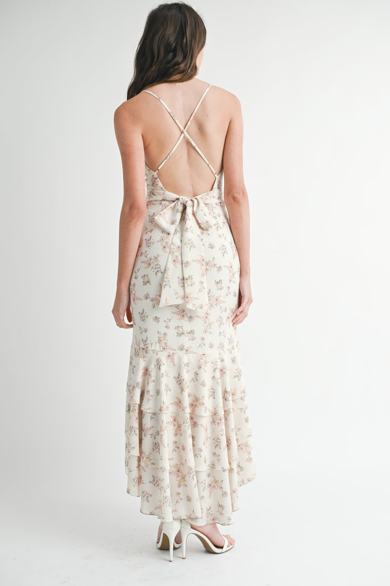 ASHBURY FLORAL RUFFLE MIDI DRESS