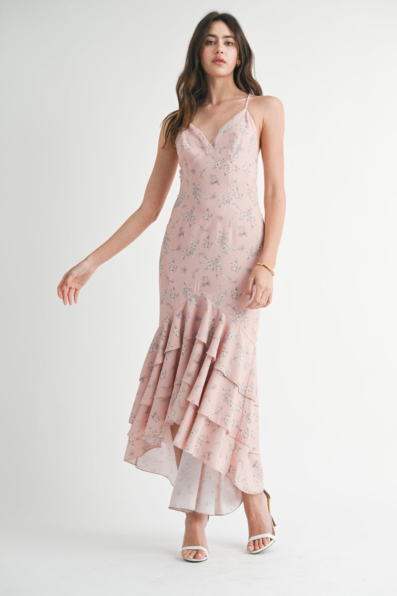 ASHBURY FLORAL RUFFLE MIDI DRESS