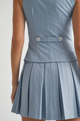 CHARLEE BOX PLEAT STRIPED VEST DRESS
