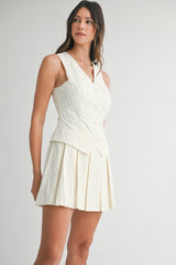 CHRISTINA BOX PLEAT STRIPED VEST DRESS