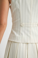 CHRISTINA BOX PLEAT STRIPED VEST DRESS