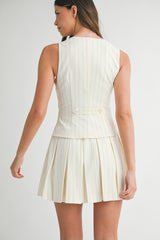 CHRISTINA BOX PLEAT STRIPED VEST DRESS