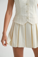 CHRISTINA BOX PLEAT STRIPED VEST DRESS