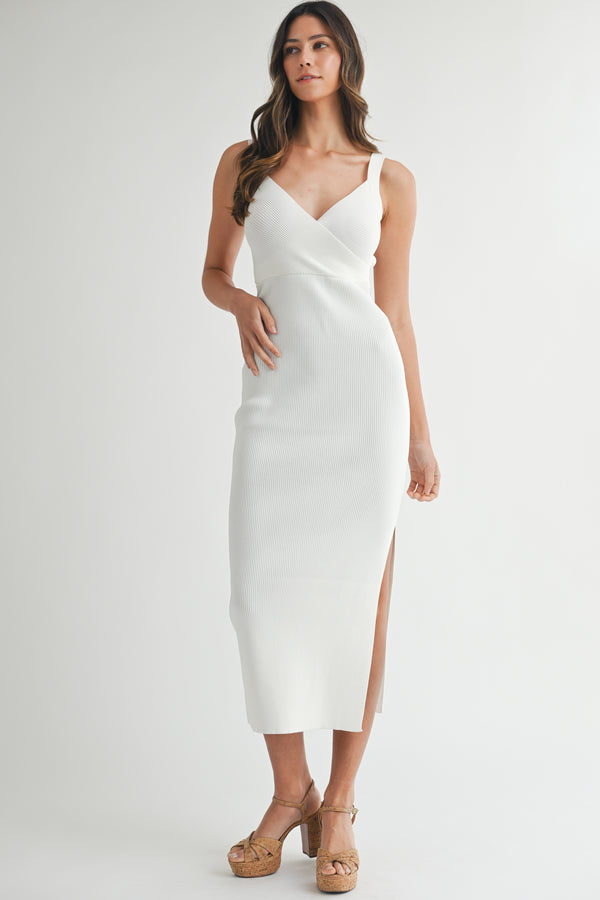 OMELLA OVERLAP RIBBED DRESS