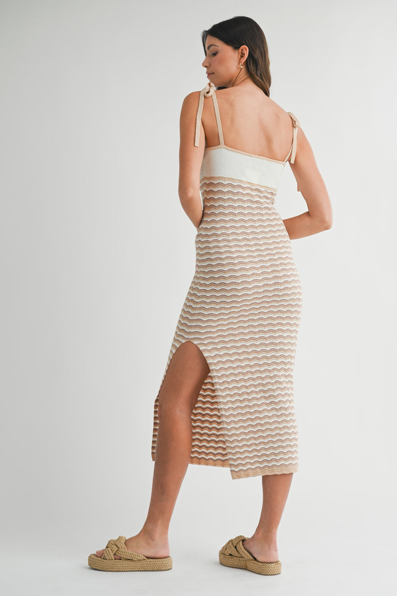 MYRISSA STRIPE KNIT MIDI DRESS