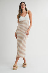MYRISSA STRIPE KNIT MIDI DRESS